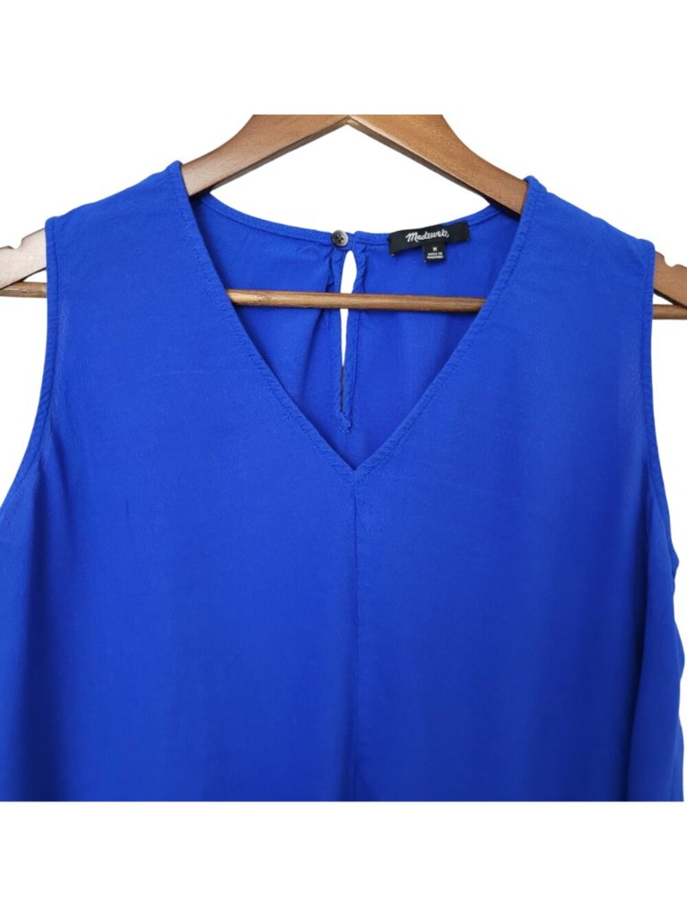Madewell Sleeveless V-Neck Top Womens Size M Blue High-Low Hem Style G5415 - Picture 3 of 7